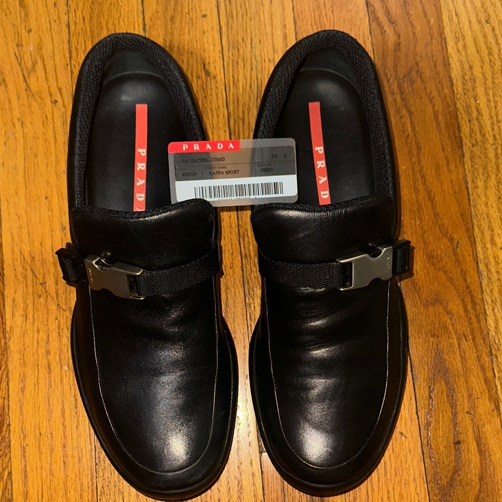 Prada Calzature Uomo Nappa Sport Leather Loafers – Black – UK Size 8/US Size 10